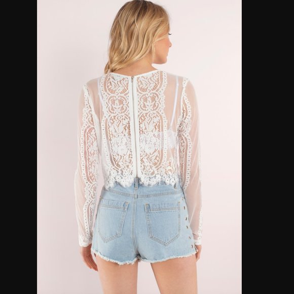 Tobi Le Bain White Lace Crop Top - Picture 3 of 3
